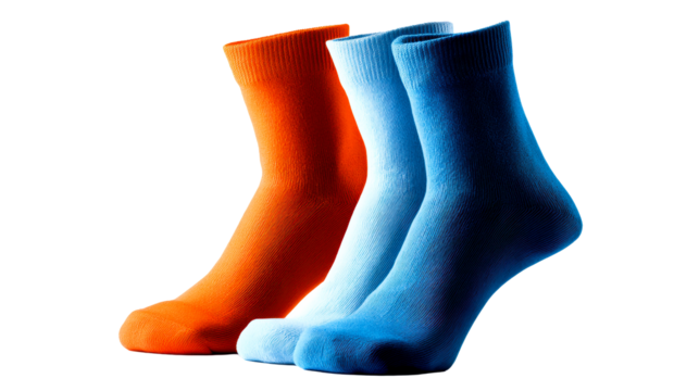 Three colorful socks lined up