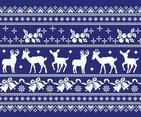 Christmas pattern in geometric shapes, seamless horizontal design for background, decoration, fabric, clothing.