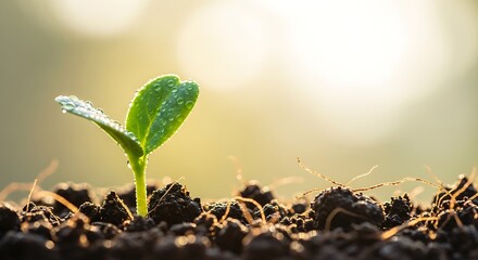 An image capturing the essence of potential and hope, featuring a seedling against a glowing green backdrop