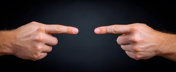 Two hands pointing in opposite directions reveal tension and conflicting emotions in contrary opinions