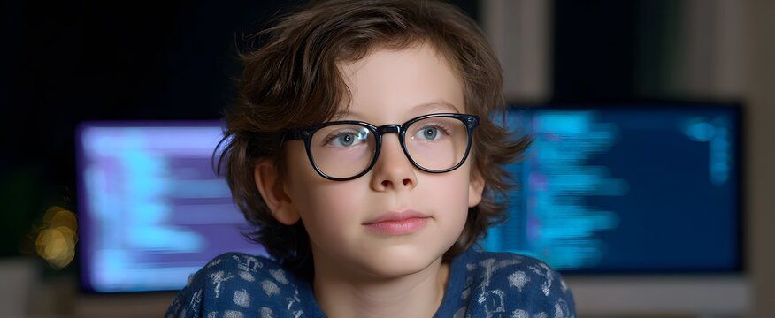 The young geek loves coding and hacking on computers with programs and scripts