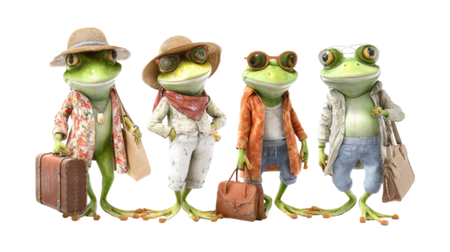 Funny cartoon frog toy isolated with cowboy hat and glasses on a white background vector illustration