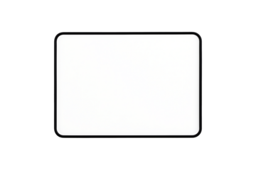 A minimalist blank horizontal rounded corner rectangle sign frame or border mockup template on a light gray background isolated on transparent background