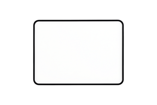 A minimalist blank horizontal rounded corner rectangle sign frame or border mockup template on a light gray background isolated on transparent background