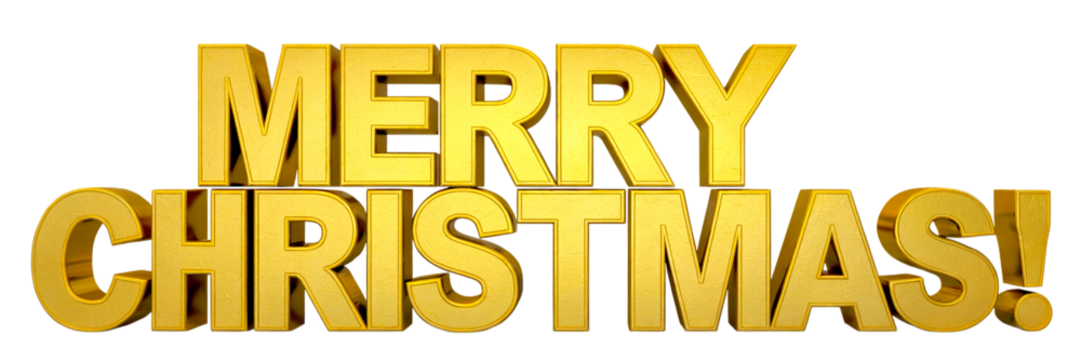 Merry christmas golden text with festive design elements on transparent background high quality professional detailed modern elegant stylish clean crisp vibrant