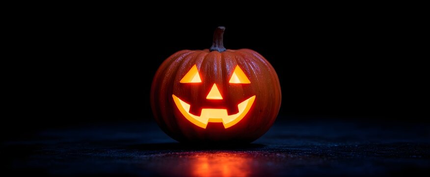 The carved pumpkin beams like a mischievous ghost lighting up Halloween night.