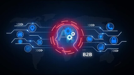 Digital B2 B concept, Global social network connection concept showing digital data communication across the earth background - Powered by Adobe