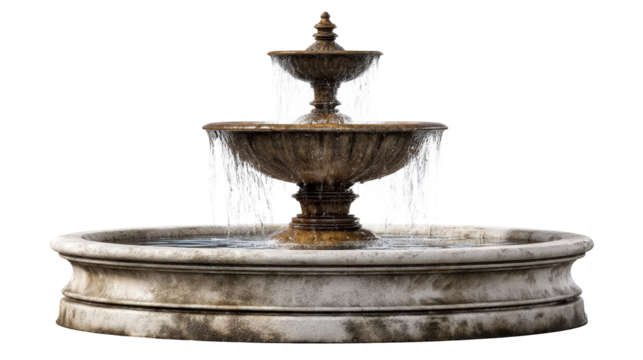 Stone Tiered Fountain With Water Flowing