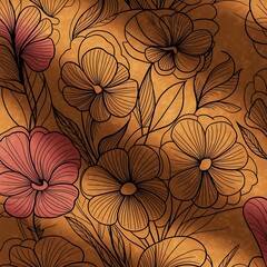 Flower doodle background art vector set. Botanical and leaves abstract shape doodle art design for print, wallpaper, clipart, wall art for home decoration.