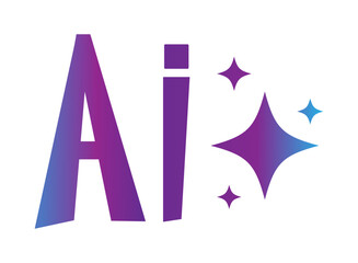Artificial intelligence blue and purple  icon with stars ,generate AI button, generated sign, chat with AI