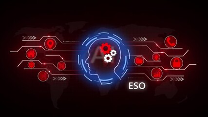 Digital ESO Concept With Global social network connection concept showing digital data communication across the earth background - Powered by Adobe