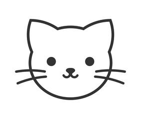 Cute cat face line icon. Feline design element. PNG illustration.