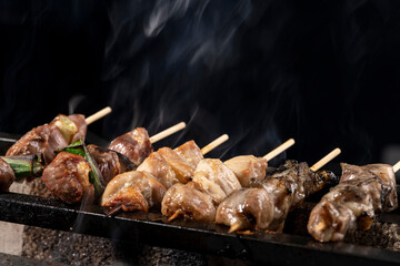 炭火で焼いた焼き鳥