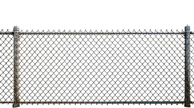 Metal chain link fence section with posts