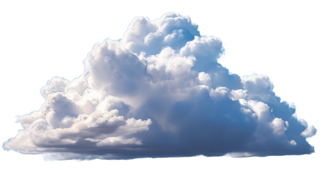 Fluffy Cumulus Cloud Formation Against White Background