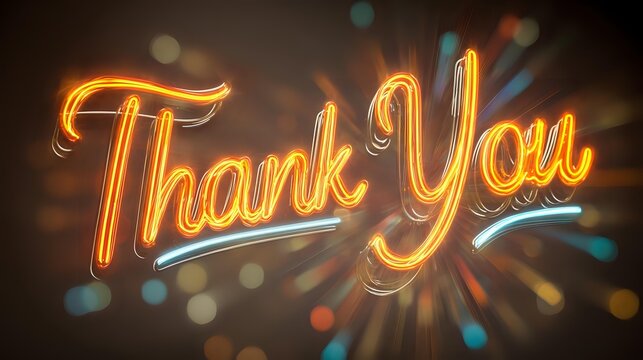 Thank You neon sign with glowing lights a retro design element for expressing gratitude perfect for events promotions and digital content