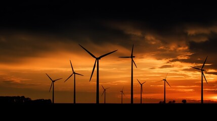 Obraz premium Silent Giants: Wind Turbines at Sunset in Germany