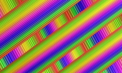 Vibrant diagonal rainbow colored stripes with a ribbed texture