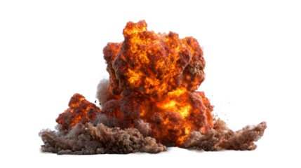 Massive Explosion with Fiery Debris and Smoke