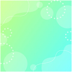 Obraz premium 淡い緑グラデーションの、ポップでかわいい流体シェイプと円の背景 正方形