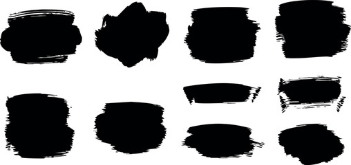 Abstract black brush stroke shapes vector set for creative design and art projects 