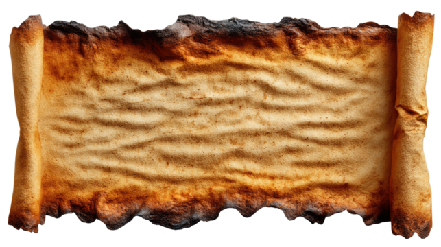 Ancient Parchment Scroll: An antique parchment scroll, its edges bearing the marks of time and history, offering a glimpse into the past with a vintage feel.