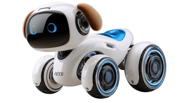 Robotic Dog Innovation: A cutting-edge robotic dog, sleek and futuristic, embodies the pinnacle of technological advancements in the realm of pet companionship.