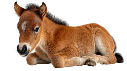 Playful Foal's Rest: A captivating glimpse of a young foal in a moment of rest, showcasing its soft fur, innocent eyes, and natural grace.