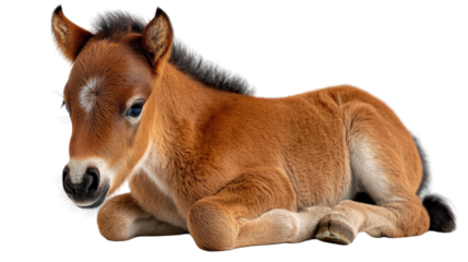 Playful Foal's Rest: A captivating glimpse of a young foal in a moment of rest, showcasing its soft fur, innocent eyes, and natural grace.