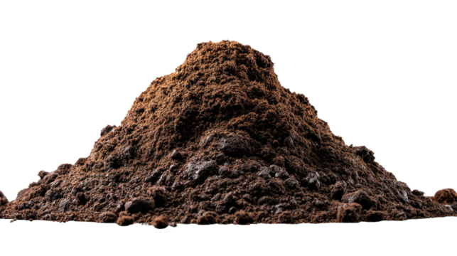 Earthy Composition: A close-up view presents a mound of rich, dark soil, evoking the essence of natural growth and environmental grounding.