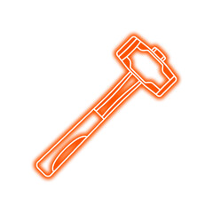Illustration of a sledgehammer with an orange neon outline, isolated on a white background.