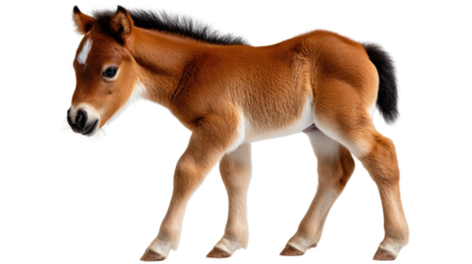 The Graceful Foal: An image featuring a young, endearing foal with its captivating chestnut coat, moves with elegance, capturing the innocence of youth.
