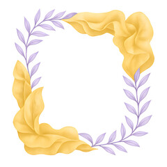 Golden laurel wreath with ribbon vector illustration decorative floral frame design