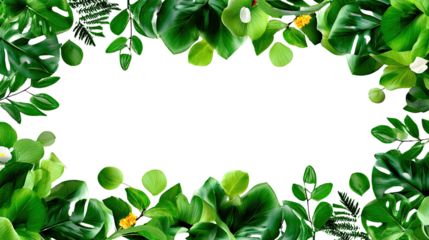 Lush Green Frame: An organic frame composed of diverse green leaves, perfect for adding a touch of nature's beauty to any design or message.