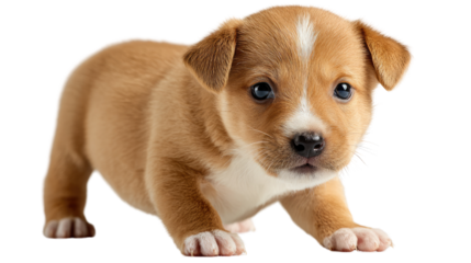 Playful Puppy's Gaze: An adorable puppy captivates with its expressive eyes and endearing pose, embodies the epitome of canine charm and playful innocence.