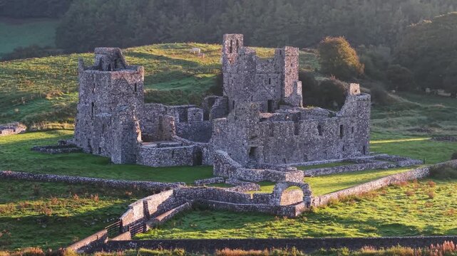 Ruins Of Fore Abbey, Benedictine Monastery In County Westmeath, Ireland. Aerial Shot