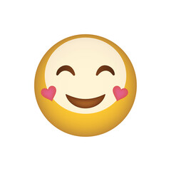 Blushing Smiley Face Emoji With Pink Hearts On Cheeks Expressing Happiness And Joy On A Transparent Background