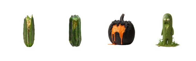 Creative halloween-inspired vegetable and pumpkin art design