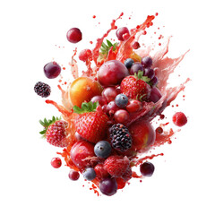 Red fruits exploding in juice