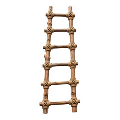 Rustic wooden ladder isolated on transparent background, a charming vintage accent