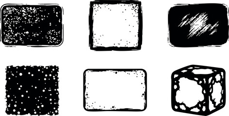 Grunge Texture Set with Distressed Square and Cube Elements Vector Illustration 