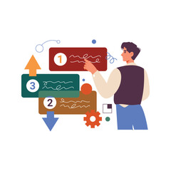 Man organizing tasks and managing workflow.