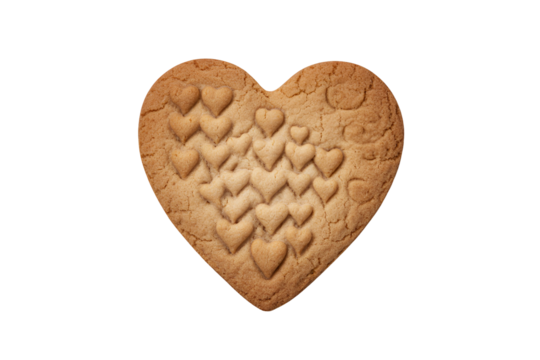Heart shaped cookie with intricate pattern isolated on transparent background