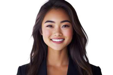 Smiling businesswoman in light professional suit
