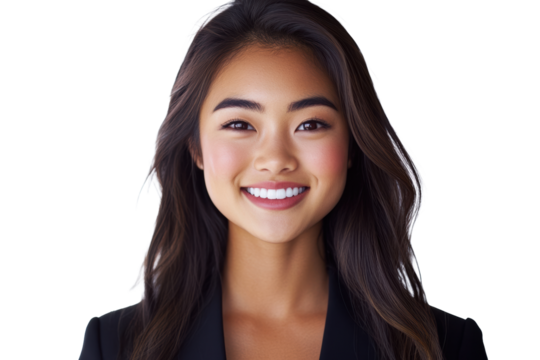 Smiling businesswoman in light professional suit
