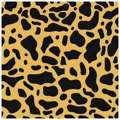 Abstract Animal Print Pattern Ochre Yellow and Black Organic Shapes Seamless Textile Design