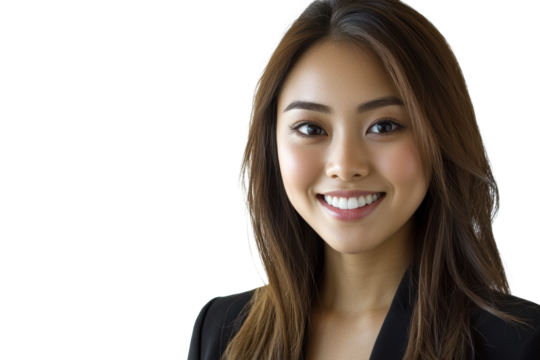 Woman smiling brightly in professional portrait
