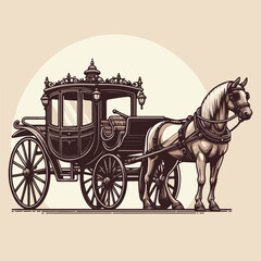 flat illustration of horse carriage