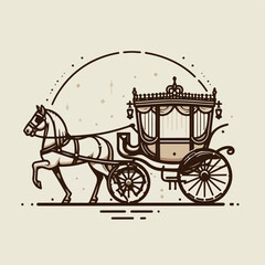 flat illustration of horse carriage