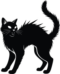 Obraz premium Halloween black cat silhouette vector illustration spooky scary cat eps